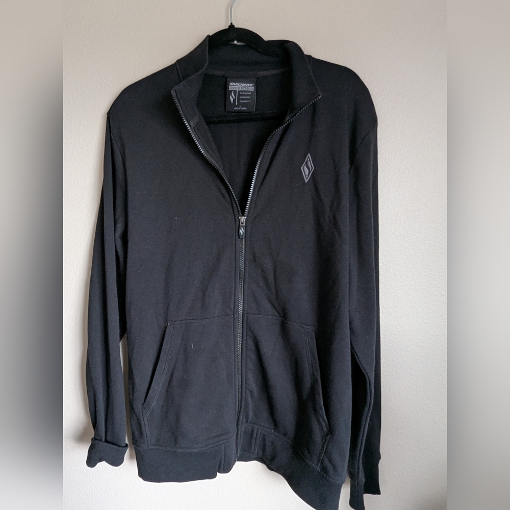 Skechers Black Zip-Up Hoodless Hoodie Size L
